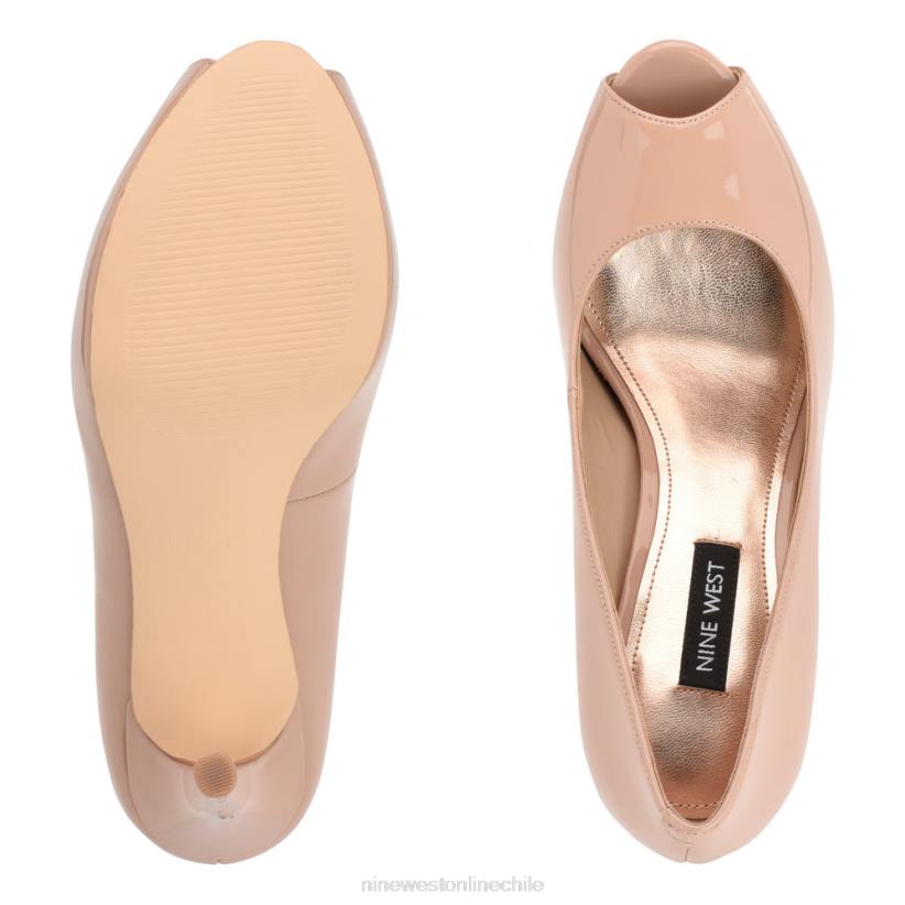 Nine West zapatos de tacón peep toe con plataforma hethr 2Z2T1289 patente apenas desnuda Nine West shoes