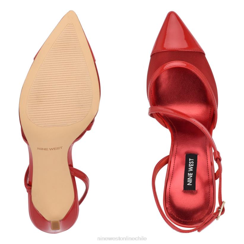 Nine West zapatos de tacón timie con correa en el tobillo 2Z2T1374 rojo charol/malla Nine West sandals