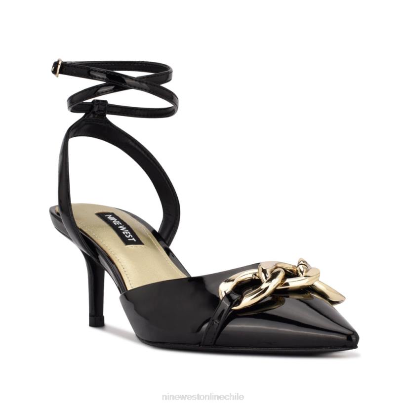 Nine West zapatos de tacón con punta puntiaguda arnice 2Z2T1176 charol negro Nine West sandals