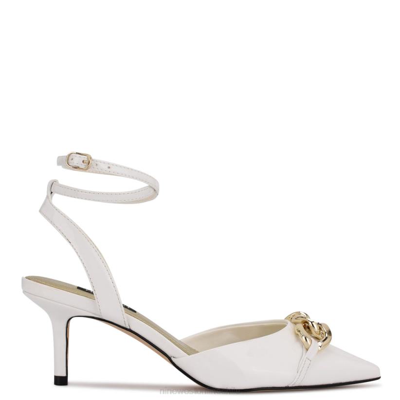 Nine West zapatos de tacón con punta puntiaguda arnice 2Z2T1177 patente blanca Nine West zapatillas chile