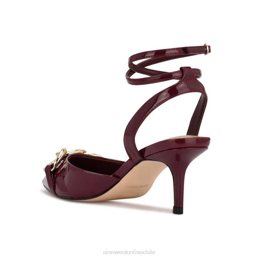 Nine West zapatos de tacón con punta puntiaguda arnice 2Z2T1178 charol rojo oscuro Nine West chile carteras