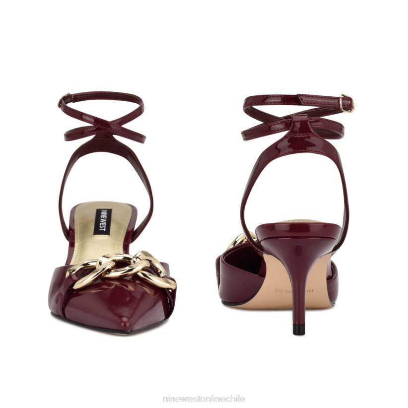 Nine West zapatos de tacón con punta puntiaguda arnice 2Z2T1178 charol rojo oscuro Nine West chile carteras