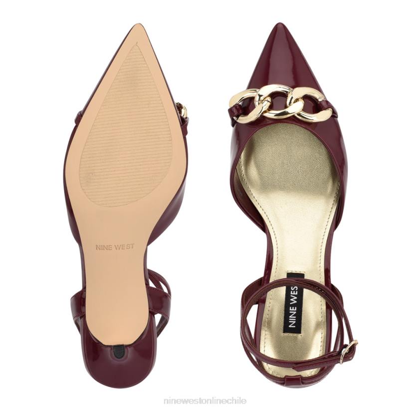 Nine West zapatos de tacón con punta puntiaguda arnice 2Z2T1178 charol rojo oscuro Nine West chile carteras