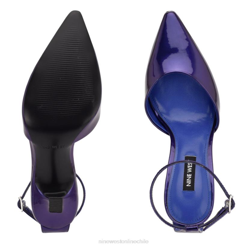 Nine West zapatos de tacón con tira en el tobillo y puntera puntiaguda 2Z2T1211 morado perlado metálico Nine West shoes
