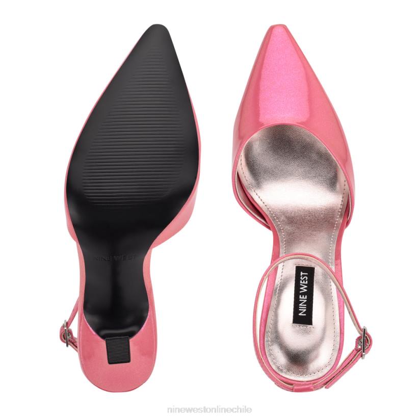 Nine West zapatos de tacón con tira en el tobillo y puntera puntiaguda 2Z2T1212 rosa perlado metalizado Nine West sandals