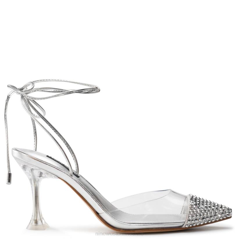 Nine West zapatos de tacón haina con tiras cruzadas en el tobillo 2Z2T1239 plata/transparente Nine West chile outlet