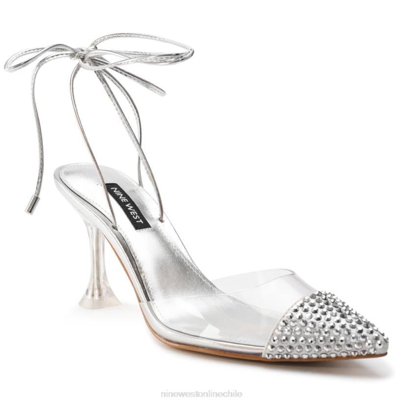 Nine West zapatos de tacón haina con tiras cruzadas en el tobillo 2Z2T1239 plata/transparente Nine West chile outlet
