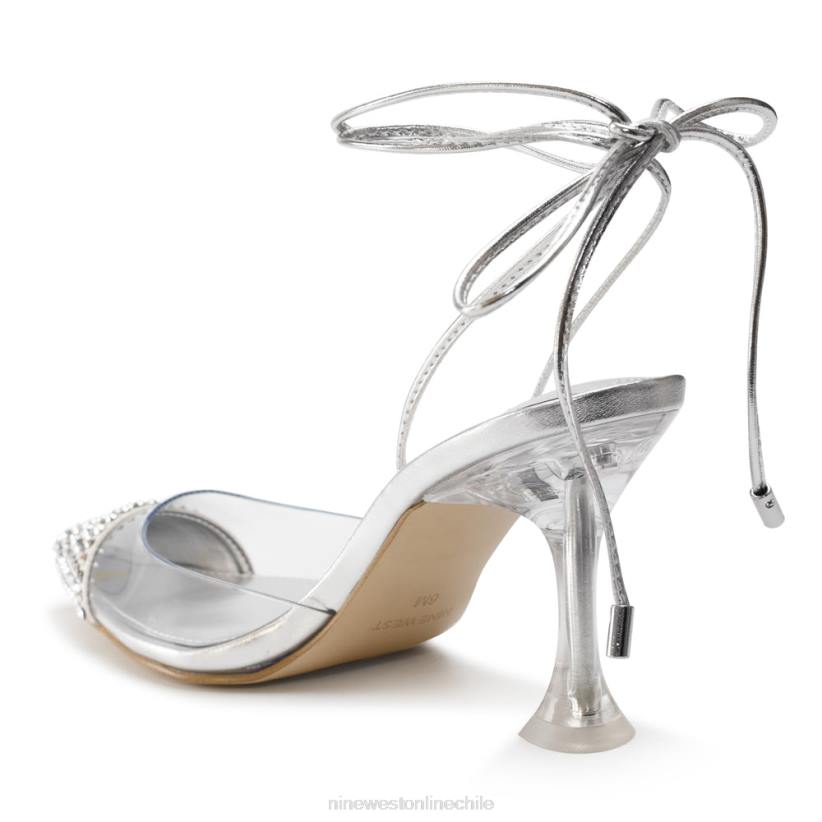 Nine West zapatos de tacón haina con tiras cruzadas en el tobillo 2Z2T1239 plata/transparente Nine West chile outlet