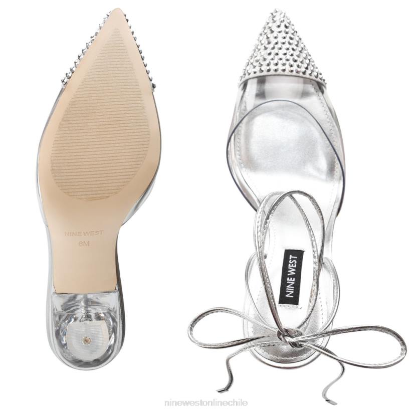 Nine West zapatos de tacón haina con tiras cruzadas en el tobillo 2Z2T1239 plata/transparente Nine West chile outlet