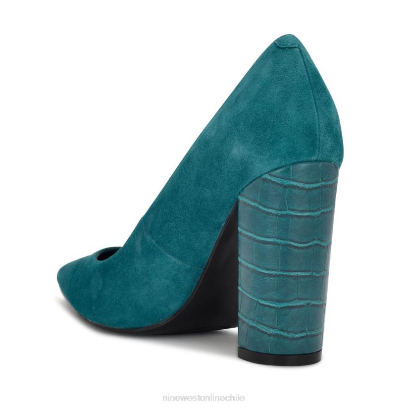 Nine West bombas de vestir eléctricas 2Z2T934 ante verde azulado/coco en relieve Nine West cartera negra