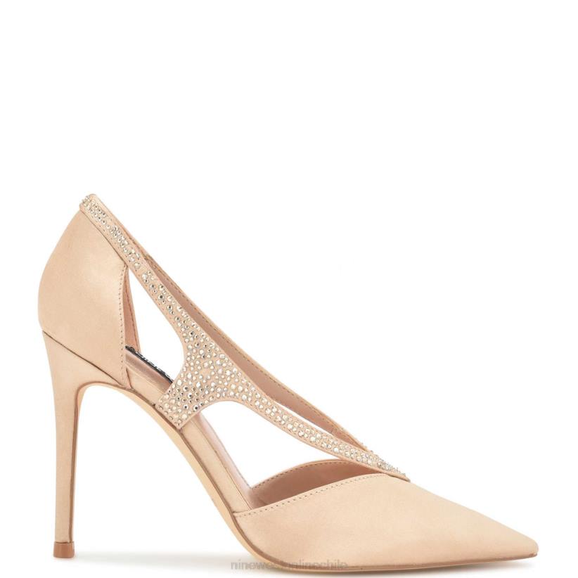 Nine West zapatos de punta puntiaguda de fantasía 2Z2T1804 cristal satinado desnudo Nine West cartera negra