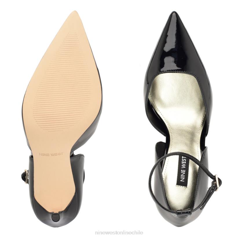 Nine West zapatos de tacón con correa en el tobillo Finda d\'orsay 2Z2T1385 charol negro Nine West shoes