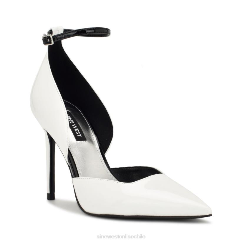Nine West zapatos de tacón con correa en el tobillo Finda d\'orsay 2Z2T1588 patente blanca Nine West cartera negra