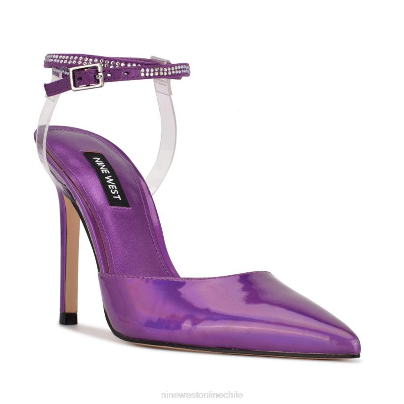 Nine West zapatos de tacón con diseño cruzado en el tobillo 2Z2T1423 morado/transparente metalizado Nine West zapatillas chile