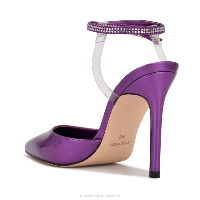 Nine West zapatos de tacón con diseño cruzado en el tobillo 2Z2T1423 morado/transparente metalizado Nine West zapatillas chile