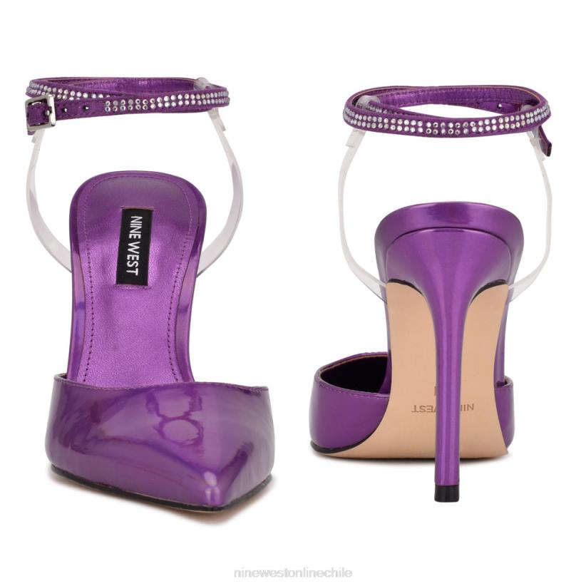 Nine West zapatos de tacón con diseño cruzado en el tobillo 2Z2T1423 morado/transparente metalizado Nine West zapatillas chile