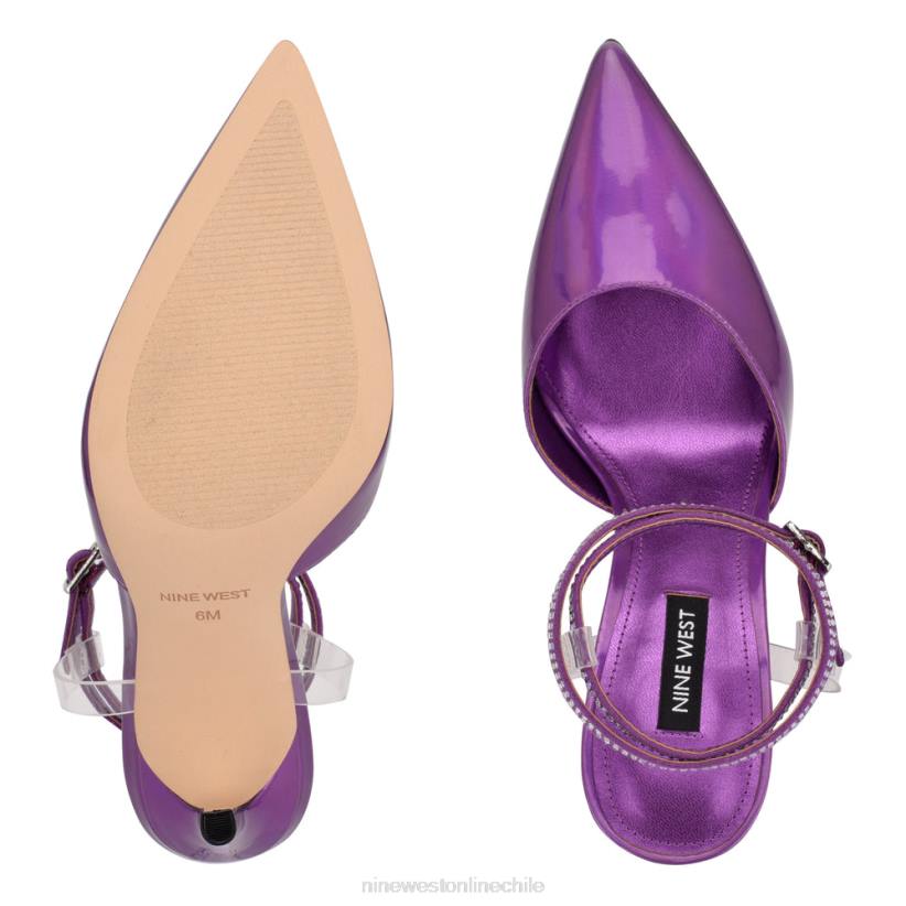 Nine West zapatos de tacón con diseño cruzado en el tobillo 2Z2T1423 morado/transparente metalizado Nine West zapatillas chile