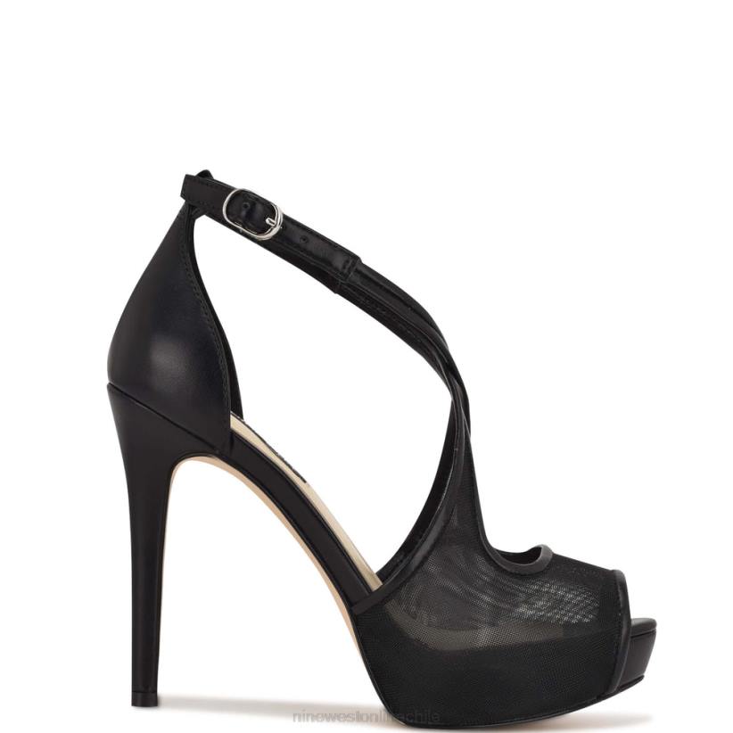 Nine West zapatos de tacón con plataforma peep toe hanya 2Z2T1456 malla negra Nine West cartera negra