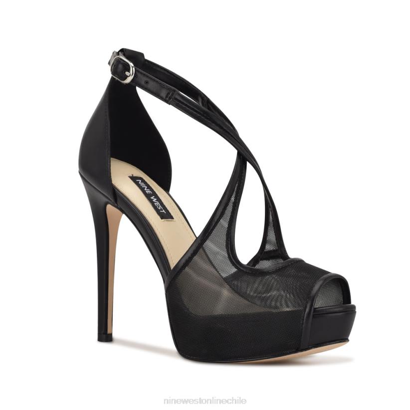 Nine West zapatos de tacón con plataforma peep toe hanya 2Z2T1456 malla negra Nine West cartera negra