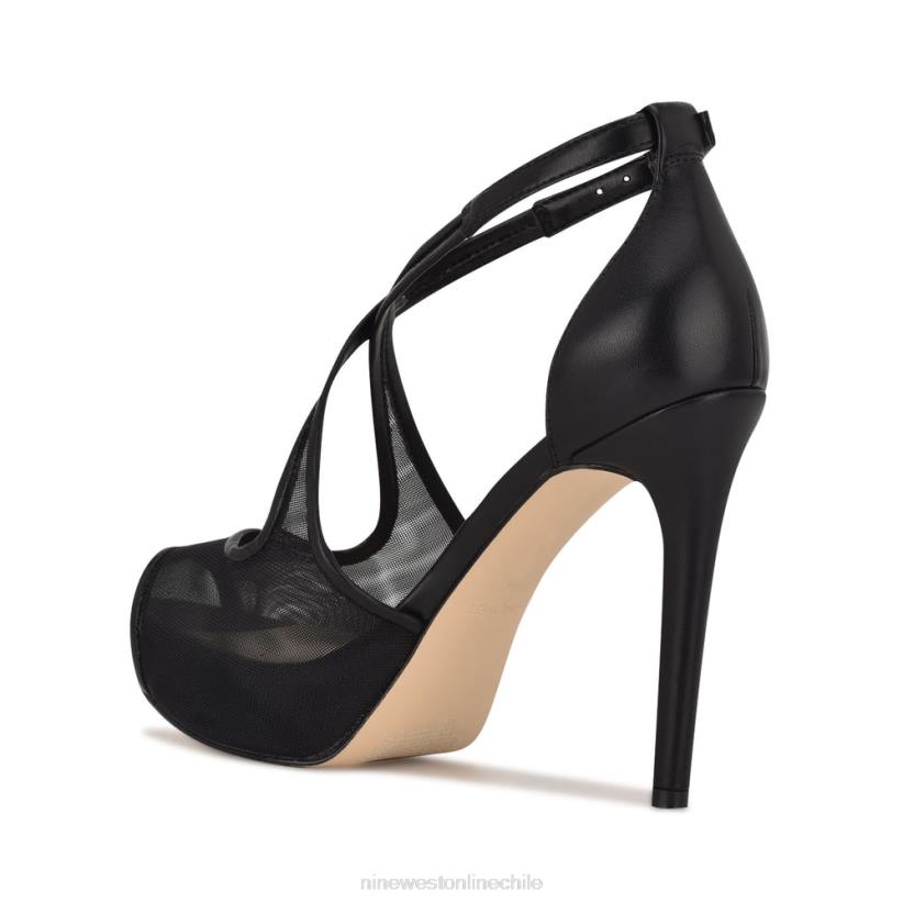 Nine West zapatos de tacón con plataforma peep toe hanya 2Z2T1456 malla negra Nine West cartera negra
