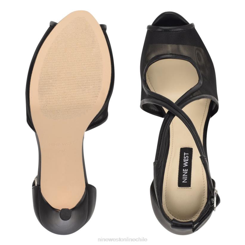 Nine West zapatos de tacón con plataforma peep toe hanya 2Z2T1456 malla negra Nine West cartera negra