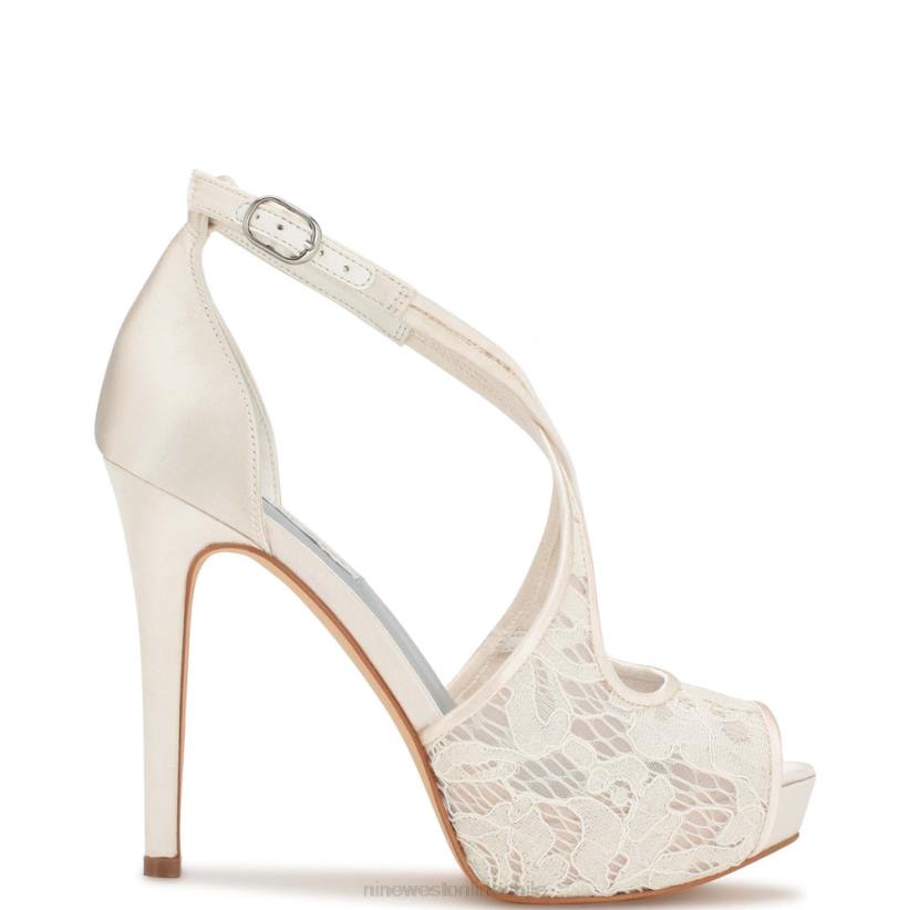 Nine West zapatos de tacón con plataforma peep toe hanya 2Z2T1810 encaje blanco Nine West cartera negra