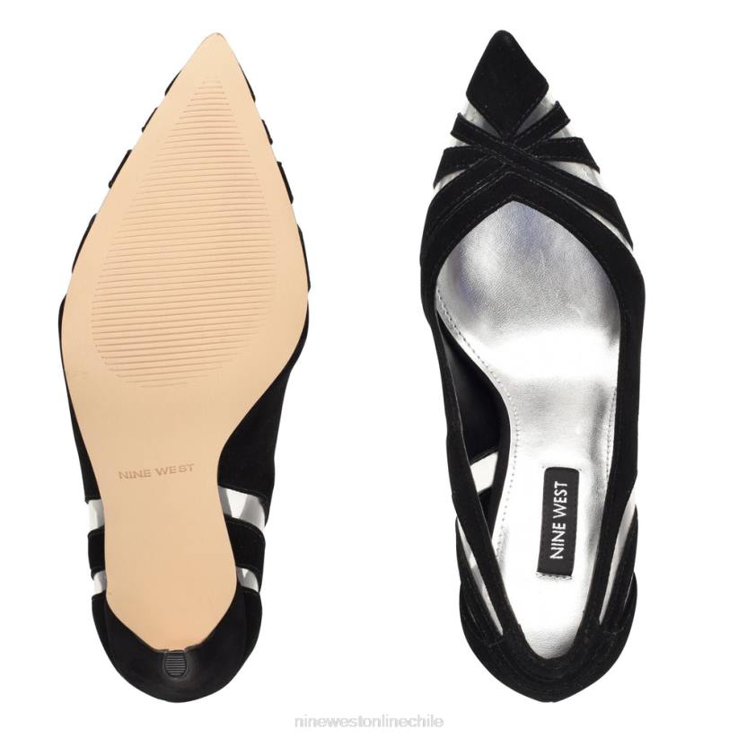 Nine West zapatos de tacón con punta puntiaguda 2Z2T1654 ante negro/transparente Nine West cartera negra