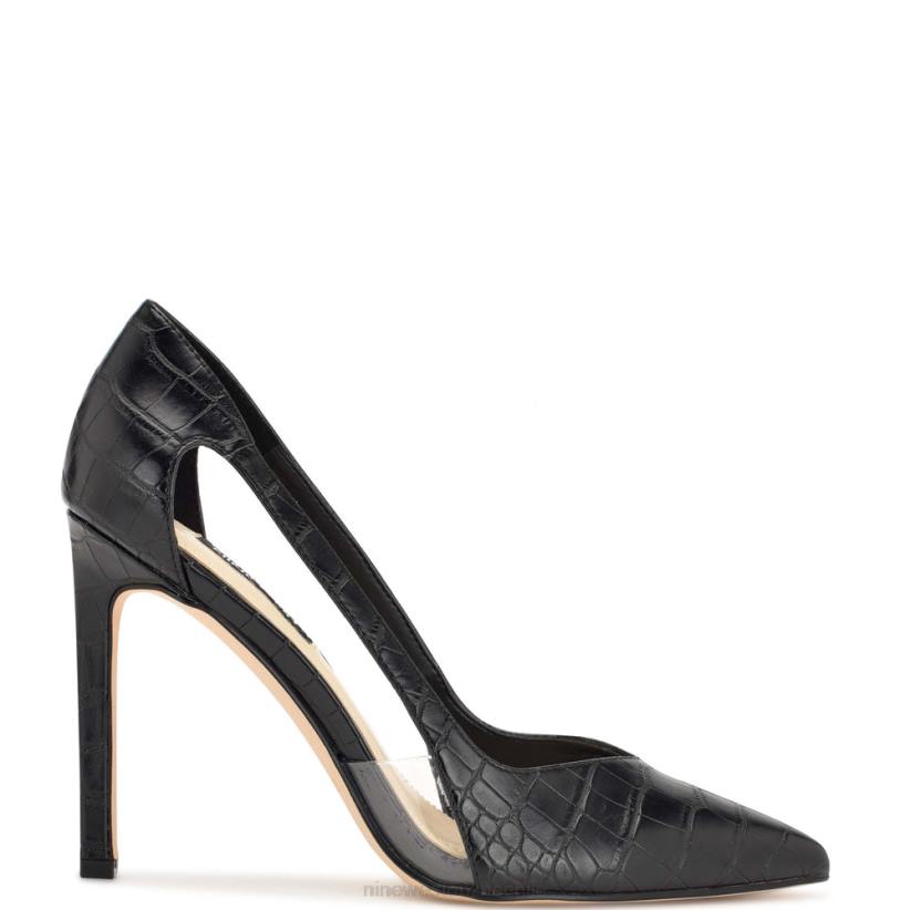 Nine West zapatos de tacón con punta puntiaguda trivs 2Z2T1397 cocodrilo negro Nine West shoes