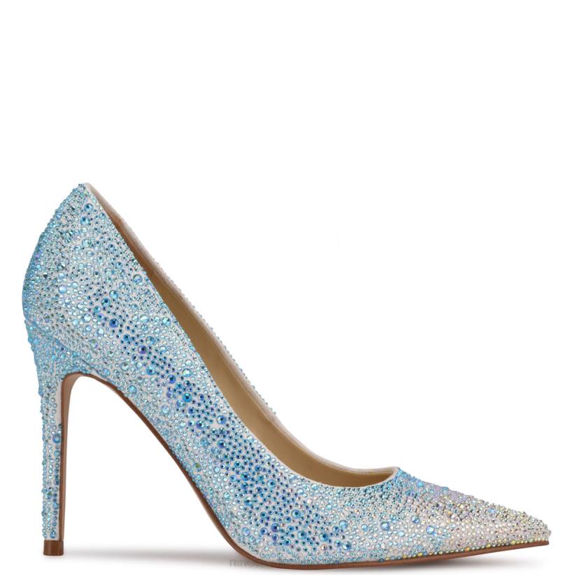 Nine West zapatos de tacón con punta puntiaguda y diamantes de imitación frescos 2Z2T1690 blanco iridiscente Nine West cartera negra