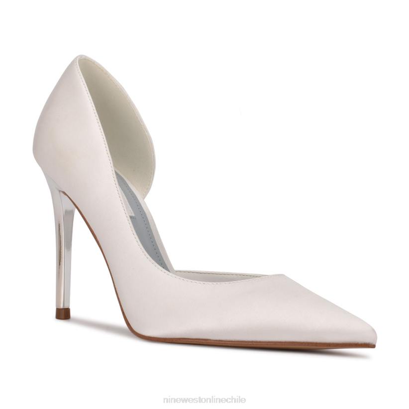 Nine West zapatos de tacón con puntera puntiaguda followe d\'orsay 2Z2T1438 satén blanco Nine West cartera negra