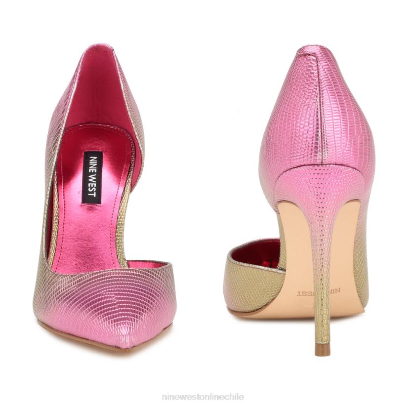 Nine West zapatos de tacón con puntera puntiaguda followe d\'orsay 2Z2T1601 lagarto rosa metálico Nine West shoes