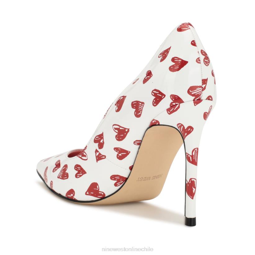 Nine West zapatos de tacón foxy con punta puntiaguda 2Z2T1619 charol con estampado de corazones blanco/rojo Nine West shoes
