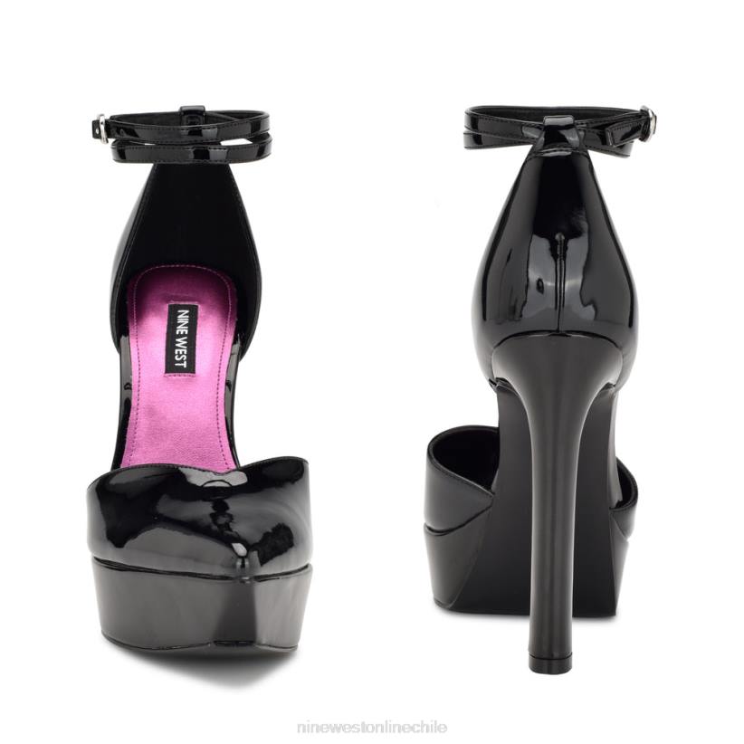 Nine West zapatos de tacón linda con plataforma cruzada en el tobillo 2Z2T1863 charol negro Nine West chile outlet