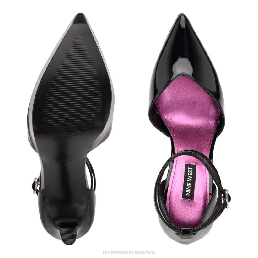 Nine West zapatos de tacón linda con plataforma cruzada en el tobillo 2Z2T1863 charol negro Nine West chile outlet