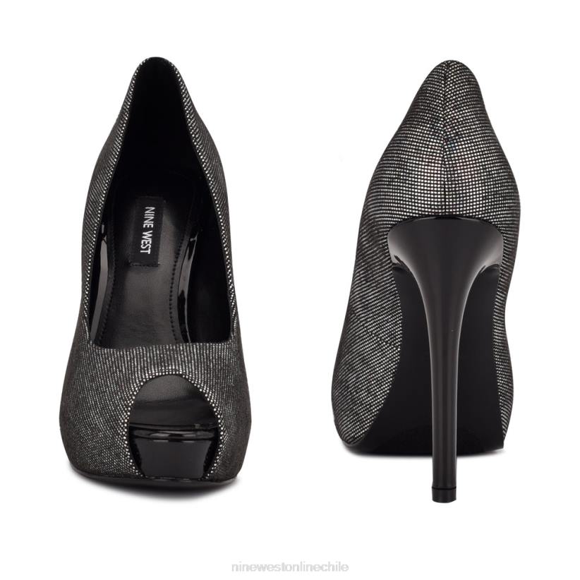 Nine West zapatos de tacón peep toe con plataforma hethr 2Z2T1825 holográfico plateado/negro Nine West zapatillas chile