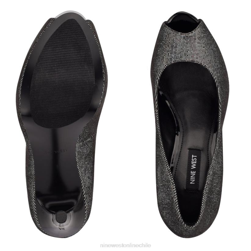 Nine West zapatos de tacón peep toe con plataforma hethr 2Z2T1825 holográfico plateado/negro Nine West zapatillas chile