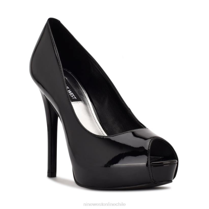 Nine West zapatos de tacón peep toe con plataforma hethr 2Z2T1826 charol negro Nine West chile carteras