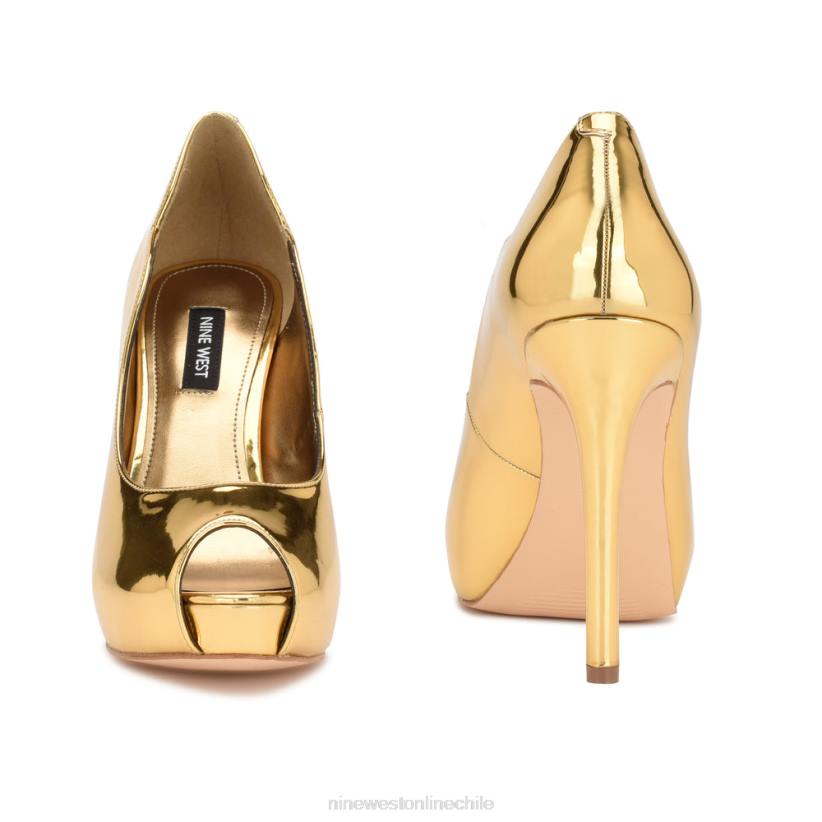 Nine West zapatos de tacón peep toe hilare 2Z2T1853 espejo dorado metalizado Nine West shoes