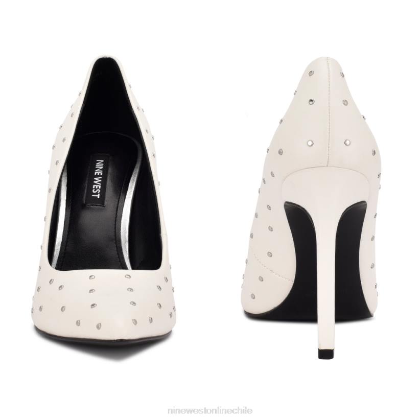 Nine West zapatos de tacón tatiana con puntera puntiaguda y tachuelas 2Z2T1523 cuero blanco tachonado Nine West shoes