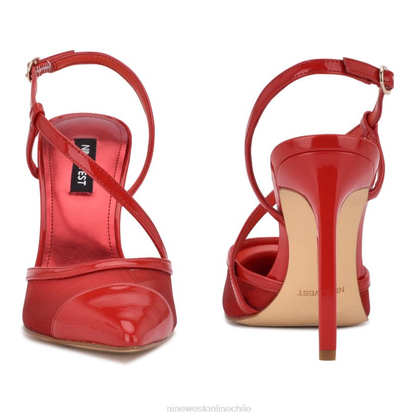 Nine West zapatos de tacón timie con correa en el tobillo 2Z2T1534 rojo charol/malla Nine West cartera negra