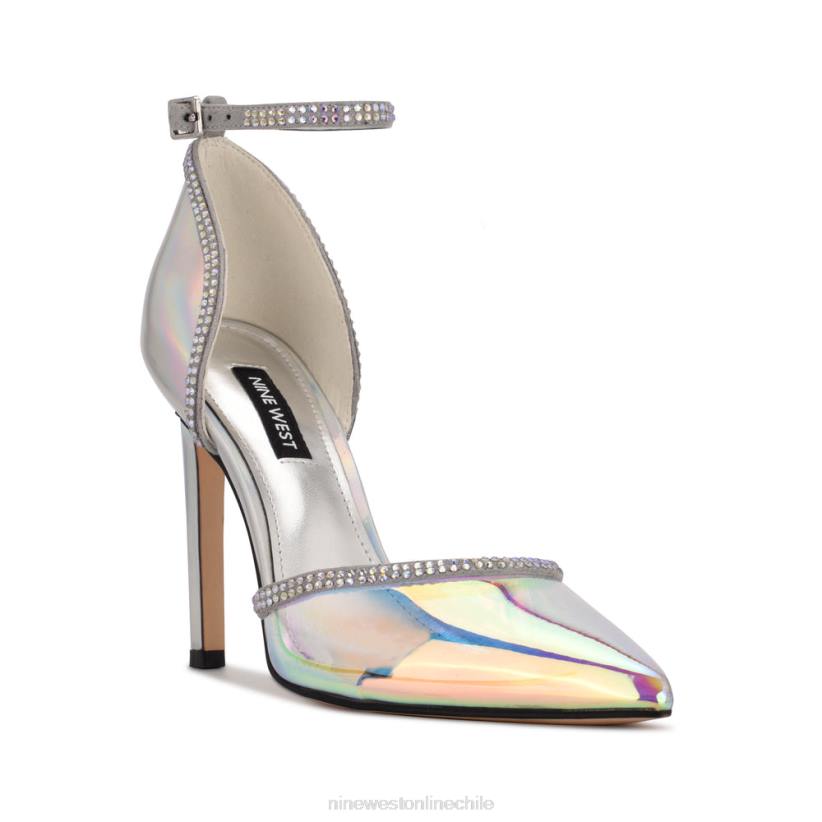 Nine West zapatos de tacón tootsie con correa en el tobillo 2Z2T1540 plata/azul iridiscente Nine West cartera negra